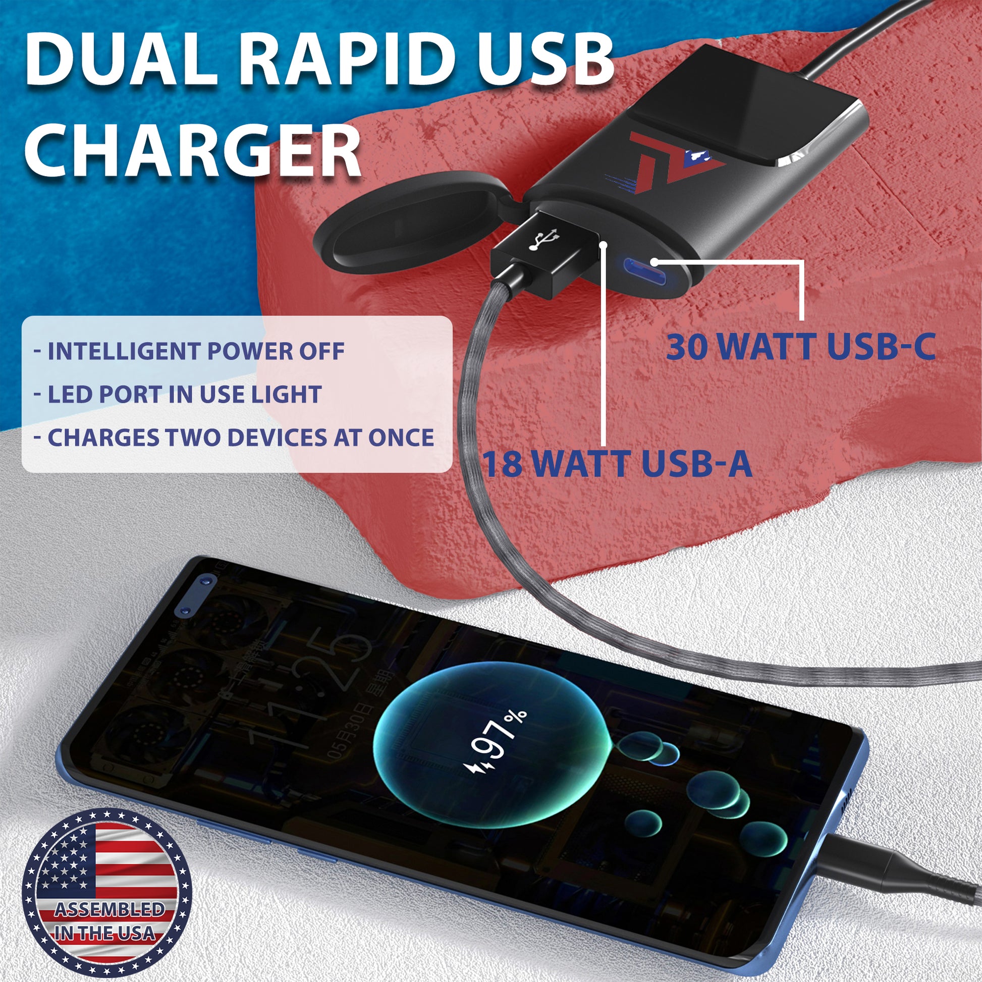 Cell Phone Speed Mount With Dual USB Rapid Charge